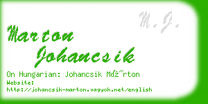 marton johancsik business card